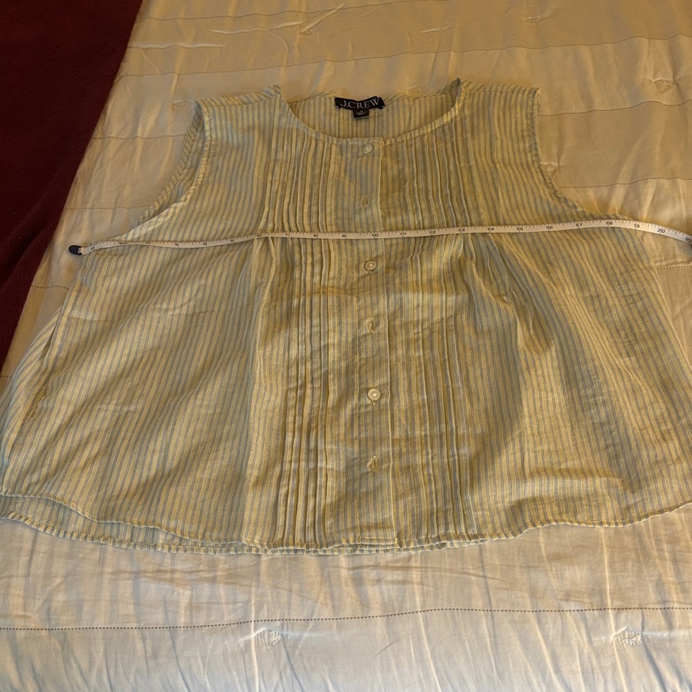 J. Crew Sleeveless Striped Button-Front Blouse in Light Yellow and White